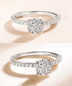 EAMTI 1.2 CT Moissanite Rings 925 Sterling Silver Engagement Rings for Women Round Cut Promise Wedding Rings Stunning Wedding Bands for Women Size 3-11