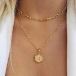M MOOHAM Dainty Layered Initial Necklaces for Women Trendy, 14K Real Gold Plated Paperclip Chain Necklace Cute Hexagon Letter Pendant Initial Choker Necklace Gold Layered Necklaces for Women - Image 5
