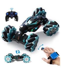 Deejoy RC Stunt Car, 2.4GHz 4WD Remote Control Gesture Sensor Toy Cars, Double Sided Rotating Off Road Vehicle 360° Flips with Lights Music, for Boys & Girls Birthday