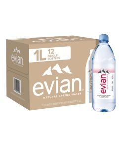 evian Natural Spring Water, Naturally Filtered Spring Water in Large Bottles, 33.81 Fl Oz (Pack of 12)