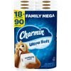 Charmin Ultra Soft Cushiony Touch Toilet Paper, 18 Family Mega Rolls = 90 Regular Rolls