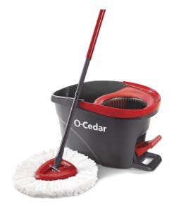 O-Cedar EasyWring Microfiber Spin Mop, Bucket Floor Cleaning System, Red, Gray