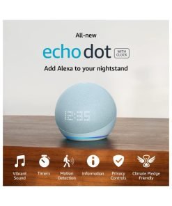All-New Echo Dot (5th Gen, 2022 release) with clock | Smart speaker with clock and Alexa | Cloud Blue