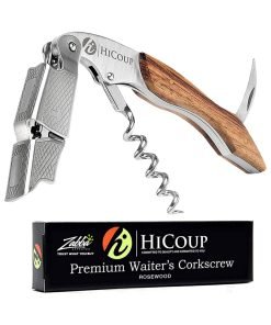 Hicoup Wine Opener – Professional Corkscrews for Wine Bottles w/ Foil Cutter and Cap Remover – Manual Wine Key for Servers, Waiters, Bartenders and Home Use – Classic Rosewood