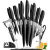 Home Hero Kitchen Knife Set, Steak Knife Set & Kitchen Utility Knives – Ultra-Sharp High Carbon Stainless Steel Knives with Ergonomic Handles (17 Pc Set, Black)