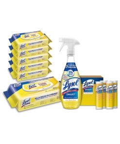 Lysol Disinfectant Multi-Surface Antibacterial Handi-Pack Cleaning Wipes, Lemon and Lime Blossom, 480 Count (Pack of 6) and Smart Multipurpose Disinfecting Spray Cleaner Kit, Citrus Breez, 5pc Set