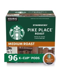 Starbucks K-Cup Coffee Pods—Medium Roast Coffee—Pike Place Roast for Keurig Brewers—100% Arabica—4 boxes (96 pods total)