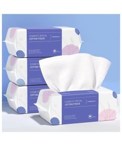 PoeticEHome Extra Thick Cotton Dry Wipes, Disposable Face Towel Lint-Free Facial Tissue Cloths for Deeply Cleansing & Makeup Cleaning 4 PACK
