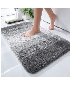 OLANLY Luxury Rug, Extra Soft and Absorbent Microfiber Rugs, Non-Slip Plush Shaggy Bath Carpet, Machine Wash Dry, Bath Mats for Bathroom Floor, Tub and Shower, 24×16, Grey