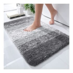 OLANLY Luxury Rug, Extra Soft and Absorbent Microfiber Rugs, Non-Slip Plush Shaggy Bath Carpet, Machine Wash Dry, Bath Mats for Bathroom Floor, Tub and Shower, 24×16, Grey