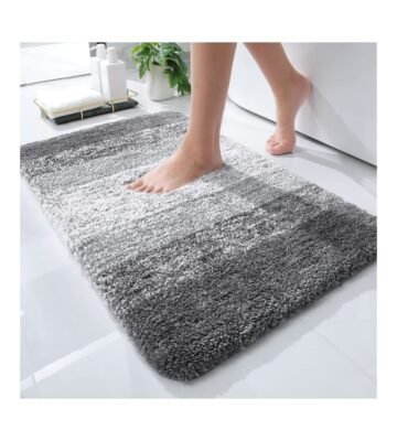 OLANLY Luxury Rug, Extra Soft and Absorbent Microfiber Rugs, Non-Slip Plush Shaggy Bath Carpet, Machine Wash Dry, Bath Mats for Bathroom Floor, Tub and Shower, 24×16, Grey