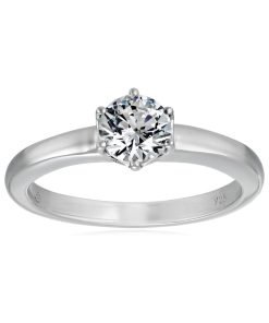 Amazon Collection Sterling Silver Solitaire Ring set with Round Infinite Elements Cubic Zirconia