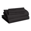 Amazon Basics Lightweight Super Soft Easy Care Microfiber 4 Piece Bed Sheet Set with 14-Inch Deep Pockets, Queen, Black, Solid