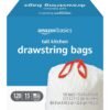 Amazon Basics Tall Kitchen Drawstring Trash Bags, 13 Gallon, 120 Count (Previously Solimo)