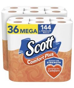 Scott ComfortPlus Toilet Paper, 36 Mega Rolls = 144 Regular Rolls, Bath Tissue, 462 Sheets Per Roll, White, 36 Count