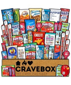 CRAVEBOX Valentines Day Snacks Box Variety Pack Care Package (45 Count) Treats Gift Basket Boxes Pack Adults Kids Grandkids Guys Girls Women Men Boyfriend Candy Birthday Cookies Chips Teenage Mix College Student Food Sampler Office