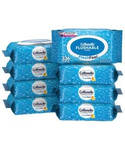 Cottonelle FreshFeel Flushable Wet Wipes, Adult Wet Wipes, 8 Flip-Top Packs, 336 Total Wipes