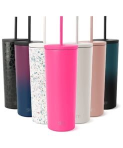 Simple Modern Insulated Tumbler with Lid and Straw | Iced Coffee Cup Reusable Stainless Steel Water Bottle Travel Mug | Spring Break Gifts For Her & Him | Classic Collection | 24oz | Nebula