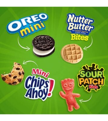 OREO Mini Cookies, CHIPS AHOY Mini Cookies, SOUR PATCH KIDS Candy & Nutter Butter Bites Cookies & Candy Variety Pack, 32 Snack Packs - Image 3