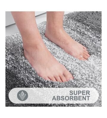 OLANLY Luxury Rug, Extra Soft and Absorbent Microfiber Rugs, Non-Slip Plush Shaggy Bath Carpet, Machine Wash Dry, Bath Mats for Bathroom Floor, Tub and Shower, 24×16, Grey - Image 4