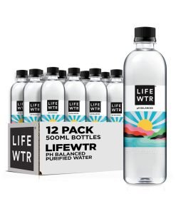 LIFEWTR Premium Purified Water pH Balanced with Electrolytes, 100% recycled plastic bottles, 16.9 Fl Oz Bottles, 500ml (Pack of 12)