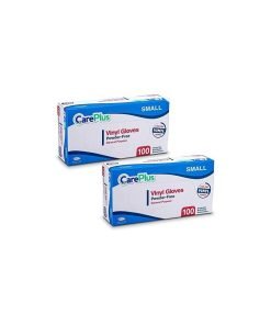 Care Plus 200 Count Disposable Plastic Vinyl Clear Small Size Gloves, Allergy, Latex And Powder Free, Great For Home Kitchen Or Office Cleaning, Cooking, 2 Boxes