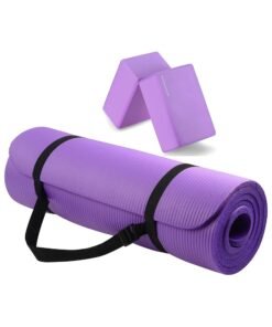 BalanceFrom All Purpose 1/2-Inch Extra Thick High Density Anti-Tear Exercise Yoga Mat with Carrying Strap and Yoga Blocks