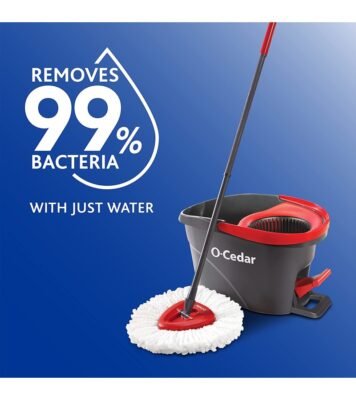 O-Cedar Easywring Microfiber Spin Mop & Bucket Floor Cleaning System with 4 Extra Refills - Image 2
