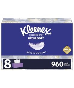 Kleenex Expressions Ultra Soft Facial Tissues, Soft Facial Tissue, 8 Flat Boxes, 120 Tissues per Box, 3-Ply (960 Total Tissues)