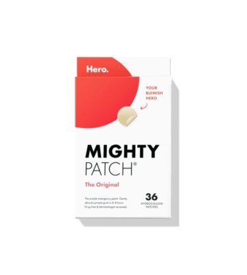 Mighty Patch Original from Hero Cosmetics – Hydrocolloid Acne Pimple Patch for Covering Zits and Blemishes, Spot Stickers for Face and Skin, Vegan-friendly and Not Tested on Animals (36 Count)