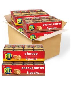 RITZ Peanut Butter Sandwich Cracker Snacks and Cheese Sandwich Crackers, Snack Crackers Variety Pack, 32 Snack Packs