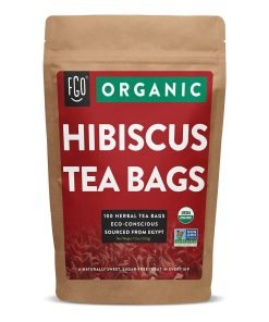Organic Hibiscus Tea Bags | 100 Tea Bags | Eco-Conscious Tea Bags in Kraft Bag | Raw from Egypt | by FGO