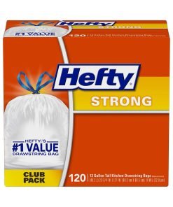 Hefty Strong Tall Kitchen Trash Bags, Unscented, 13 Gallon, 120 Count