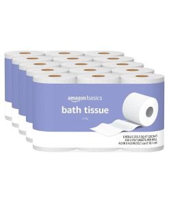 Amazon Basics 2-Ply Toilet Paper, 6 Rolls (Pack of 5), 30 Rolls total (Previously Solimo)