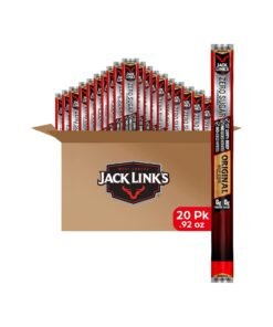 Jack Link's Beef Sticks, Zero Sugar, Original – Protein Snack, Meat Stick with 6g of Protein, Made with 100% Beef, No Added MSG** – 0.92 Oz. (20 Count)