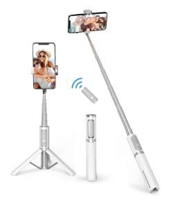 ATUMTEK Bluetooth Selfie Stick Tripod, Extendable 3 in 1 Aluminum Selfie Stick with Wireless Remote and Tripod Stand 270 Rotation for iPhone 13/12/11 Pro/XS Max/XS/XR/X, Samsung and Smartphone White