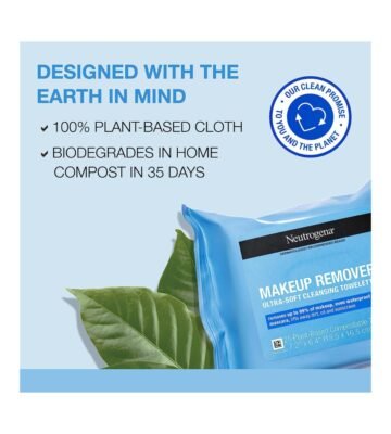 Neutrogena Cleansing Fragrance Free Makeup Remover Face Wipes, Cleansing Facial Towelettes for Waterproof Makeup, Alcohol-Free, Unscented, 100% Plant-Based Fibers, Twin Pack, 2 x 25 ct - Image 5