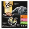 SHEBA PERFECT PORTIONS Cuts in Gravy Wet Cat Food Trays (24 Count, 48 Servings), Roasted Chicken, Gourmet Salmon and Tender Turkey Entrée, Easy Peel Twin-Pack Trays