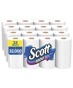 Scott 1000 Toilet Paper, 32 Regular Rolls, Septic-Safe, 1-Ply Toilet Tissue