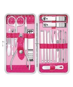 Nail Clippers Set 18 Pieces Stainless Steel Manicure Kit, Professional Grooming Kits, Nail Care Tools with Luxurious Travel Case