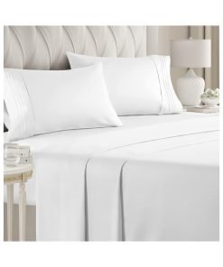 Queen Size Sheet Set – Breathable & Cooling – Hotel Luxury Bed Sheets – Extra Soft – Deep Pockets – Easy Fit – 4 Piece Set – Wrinkle Free – Comfy – White – 4 PC