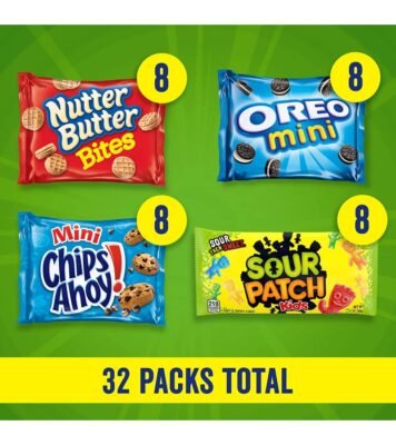 OREO Mini Cookies, CHIPS AHOY Mini Cookies, SOUR PATCH KIDS Candy & Nutter Butter Bites Cookies & Candy Variety Pack, 32 Snack Packs - Image 4