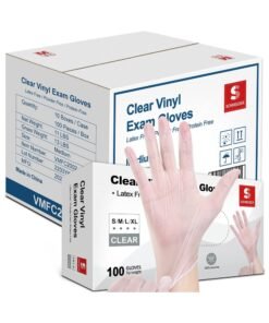 Schneider Clear Vinyl Exam Gloves, Latex-Free, Disposable Medical Gloves, Cleaning Gloves, Food Safe, Powder-Free, 4 mil