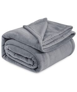 Bedsure Fleece Bed Blankets Queen Size Grey – Soft Lightweight Plush Fuzzy Cozy Luxury Blanket Microfiber, 90×90 inches