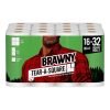 Brawny Tear-A-Square Paper Towels, 16 Double Rolls = 32 Regular Rolls, 3 Sheet Size Options, Quarter Size Sheets