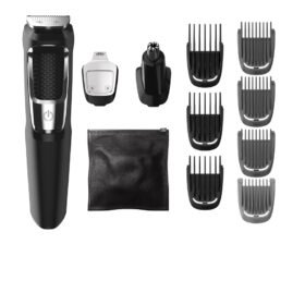 Philips Norelco Multigroomer All-in-One Trimmer Series 3000, 13 Piece Mens Grooming Kit, for Beard, Face, Nose, and Ear Hair Trimmer and Hair Clipper, NO Blade Oil Needed, MG3750/60