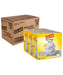 Glad ForceFlex Tall Kitchen Drawstring Trash Bags, 13 Gal, OdorShield, 80 Ct