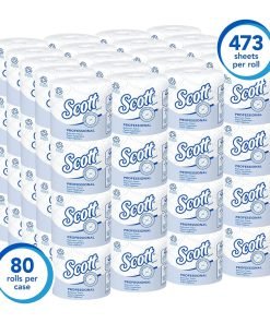 Scott Professional 100% Recycled Fiber Standard Roll Bathroom Tissue (13217), 2-Ply, White, 80 Rolls / Case, 473 Sheets / Roll, 37,840 Sheets / Case