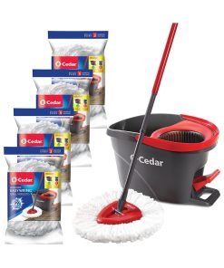 O-Cedar Easywring Microfiber Spin Mop & Bucket Floor Cleaning System with 4 Extra Refills