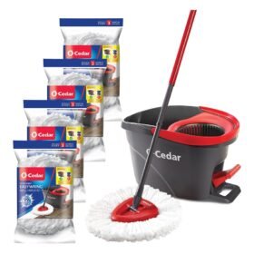 O-Cedar Easywring Microfiber Spin Mop & Bucket Floor Cleaning System with 4 Extra Refills